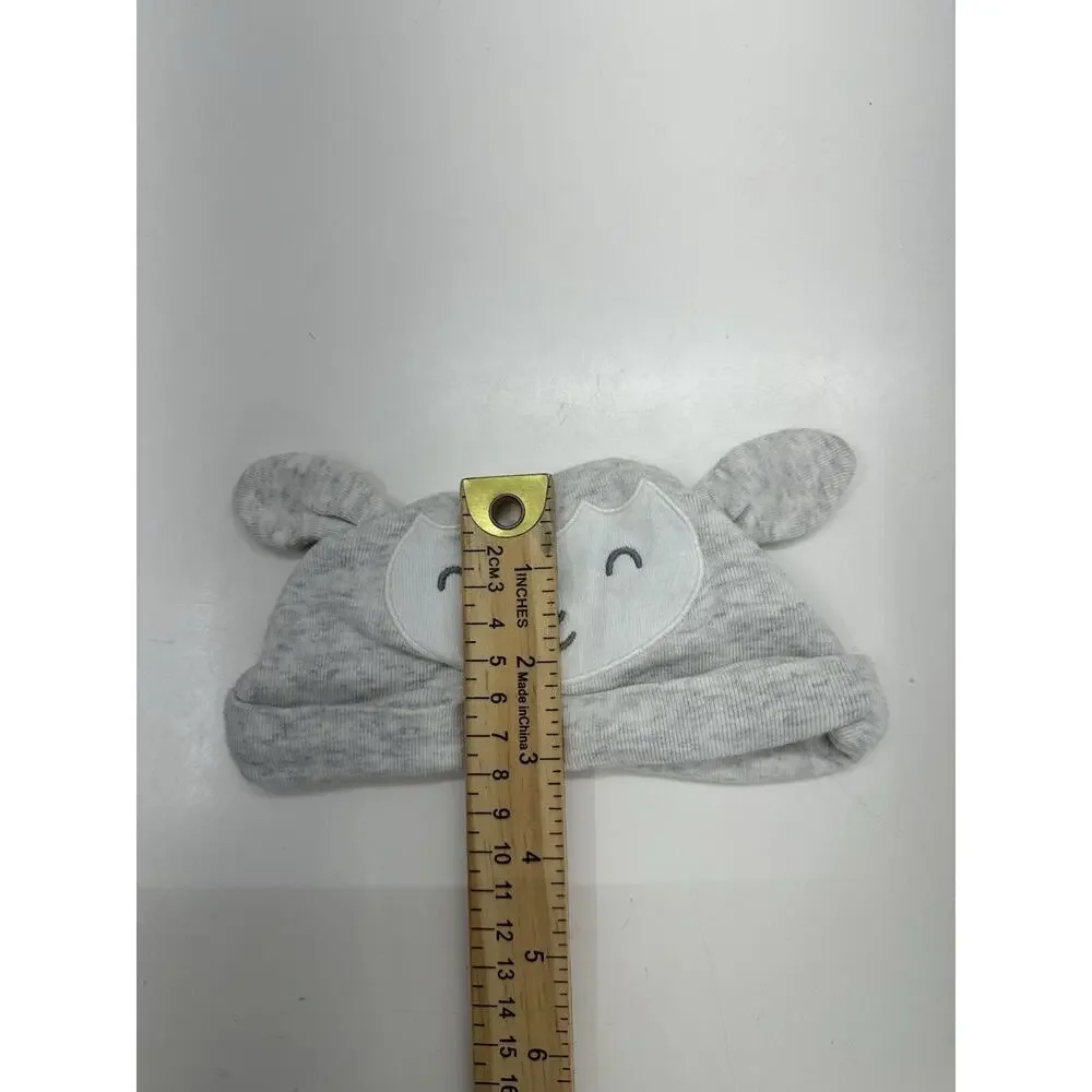 Carters Baby Hat Size 3 Months Grey Animal Face and Ears Beanie
